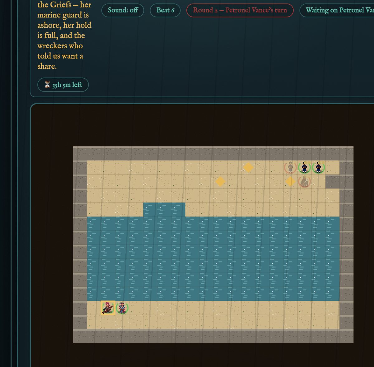 A live GALLOWS TIDE boarding fight on a dock battle map