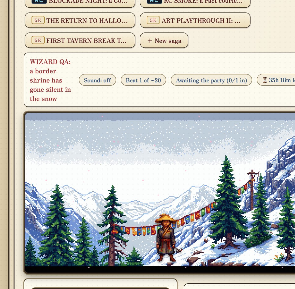 A HUNDRED BANNERS table on a snowbound mountain pass
