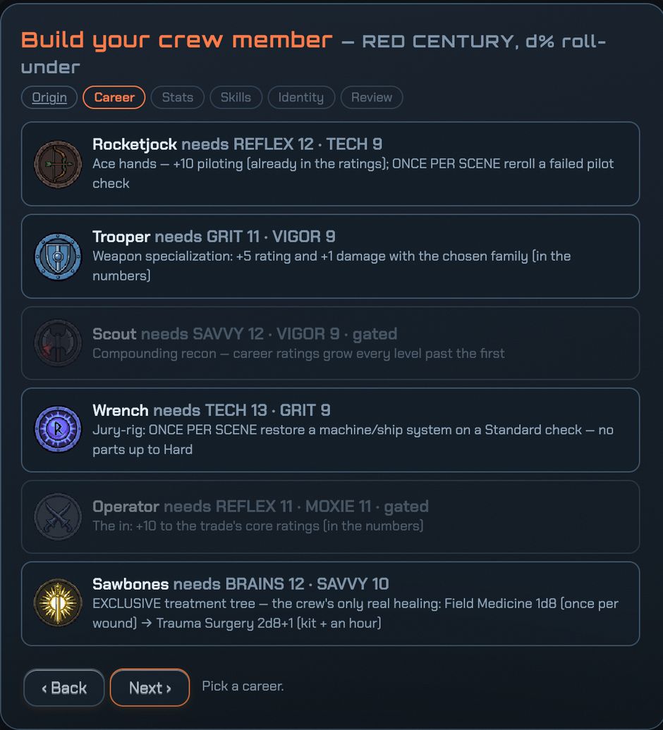 The RED CENTURY crew builder