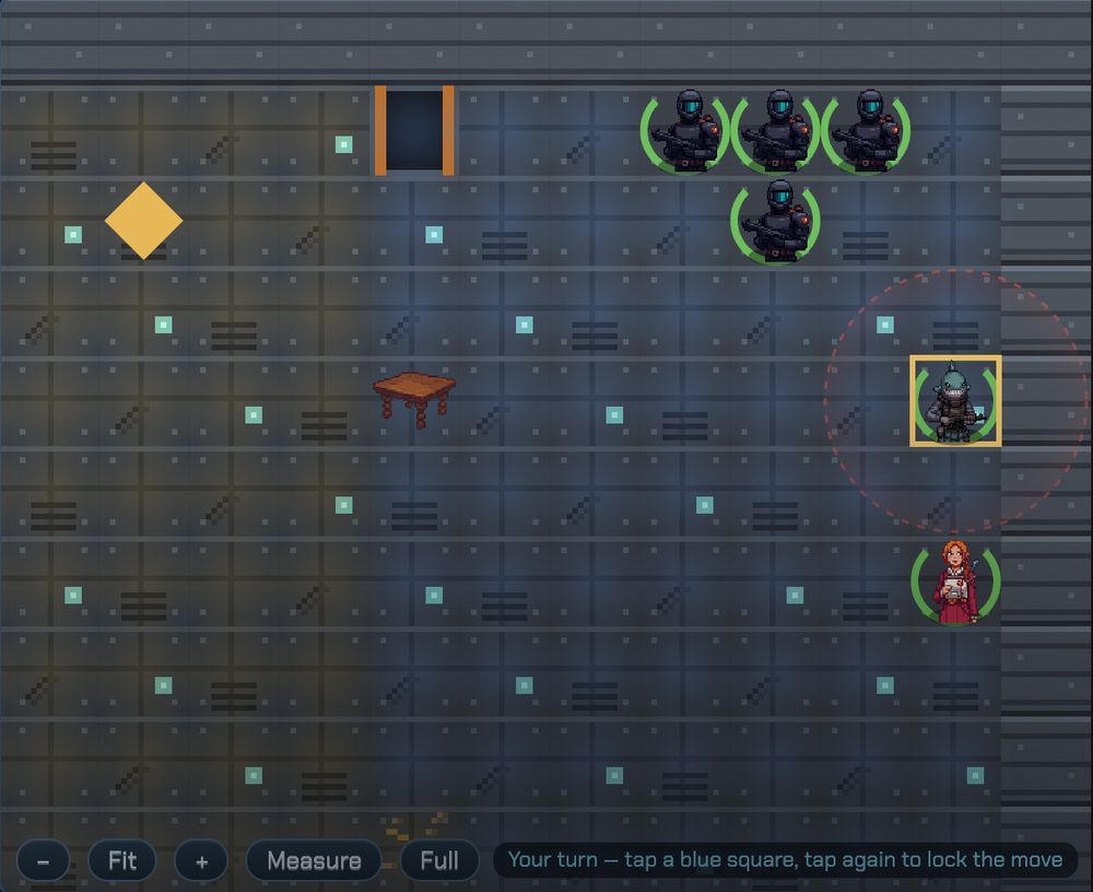 A tactical station battle map with Compliance troopers